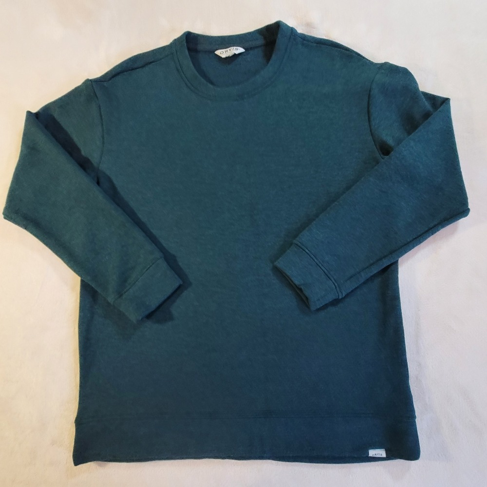 Orvis Sweatshirt Womens M Teal Green Modal Blend Crewneck Long Sleeve